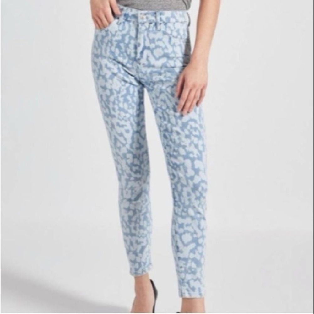 Current Elliot High Rise Bleach Leopard Print Two-Tone Jeans size 27